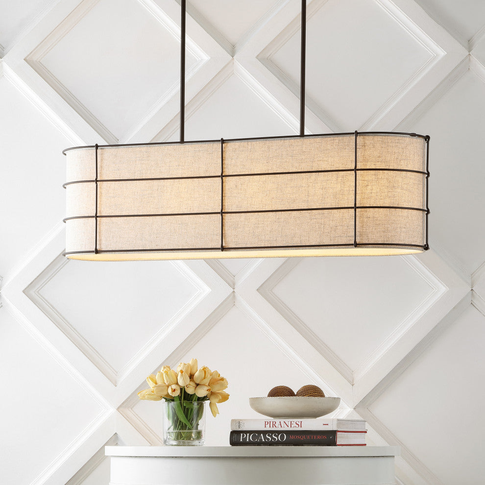 Chadwick 42" 4-Light Rustic Farmhouse Iron Linear LED Pendant, Oil Rubbed Bronze