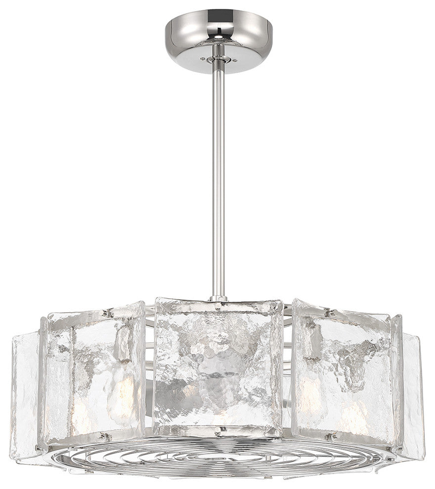 Genry 5-Light LED Fan D'Lier, Matte Black, Polished Nickel