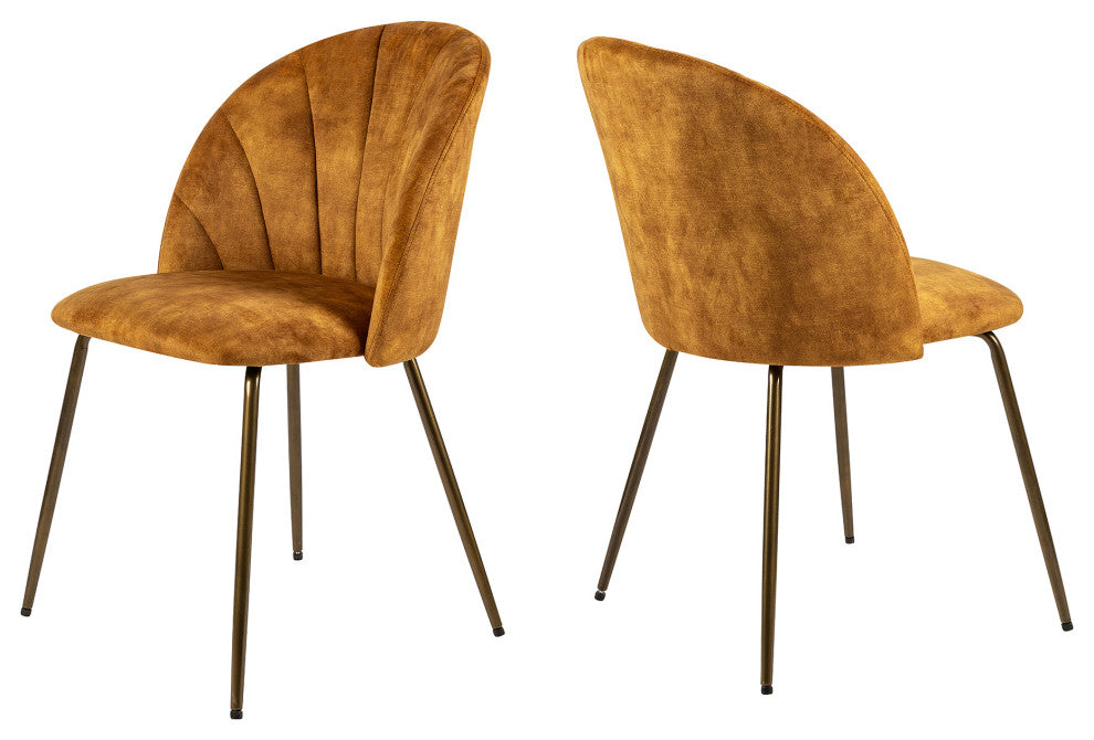 Velvet Brown Dining Chair Upholstered Dining Room Living Room Set of 2