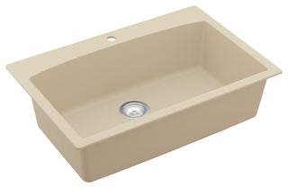 Karran Drop-In Quartz Composite 33" 1-Hole Single Bowl Kitchen Sink Kit, Bisque