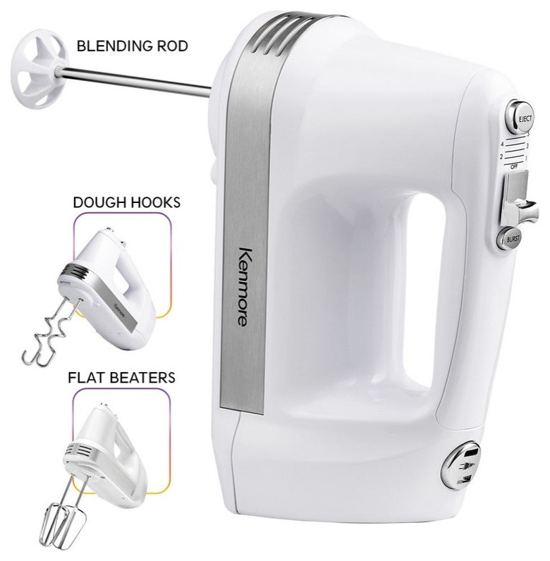 Kenmore KKHM6 5 speed Hand Mixer, White, 250 Watt