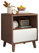 Nordic Wooden Bedside Table Of Drawers For Bedroom, Wood + White, 1 Drawer