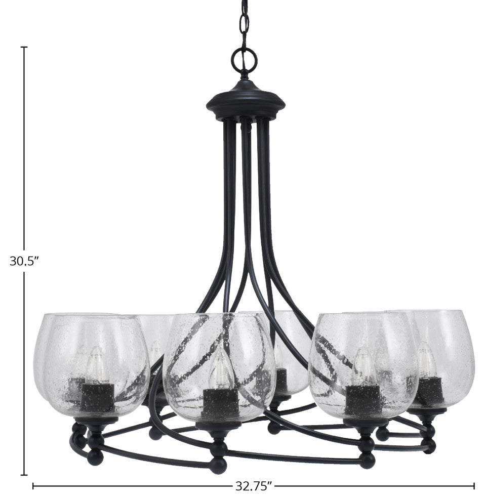 Capri 8-Light Chandelier, Matte Black/Clear Bubble