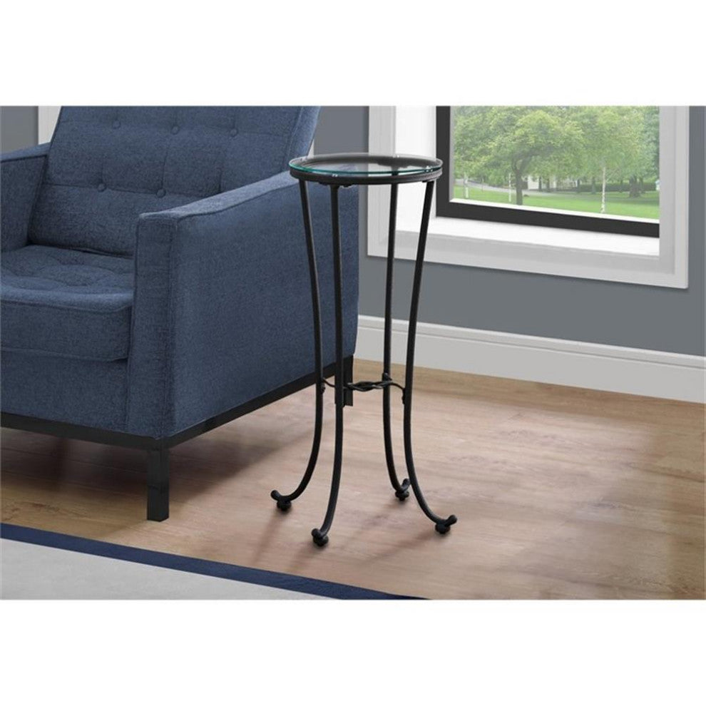 Accent Table Side End Plant Stand Round Living Room Bedroom Metal Black