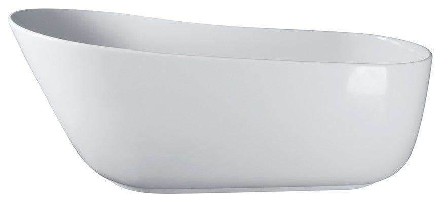 Vanity Art Solid Surface Resin Stone Freestanding Bathtub, Glossy White, 59"x29.5"