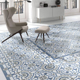 Textile Basic White Encaustic Porcelain Floor and Wall Tile, Plain