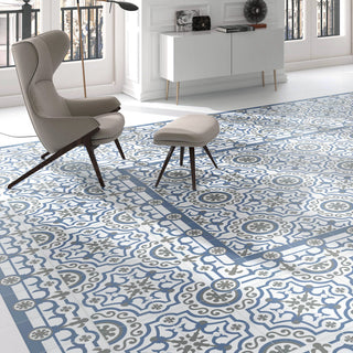 Textile Basic White Encaustic Porcelain Floor and Wall Tile, Plain