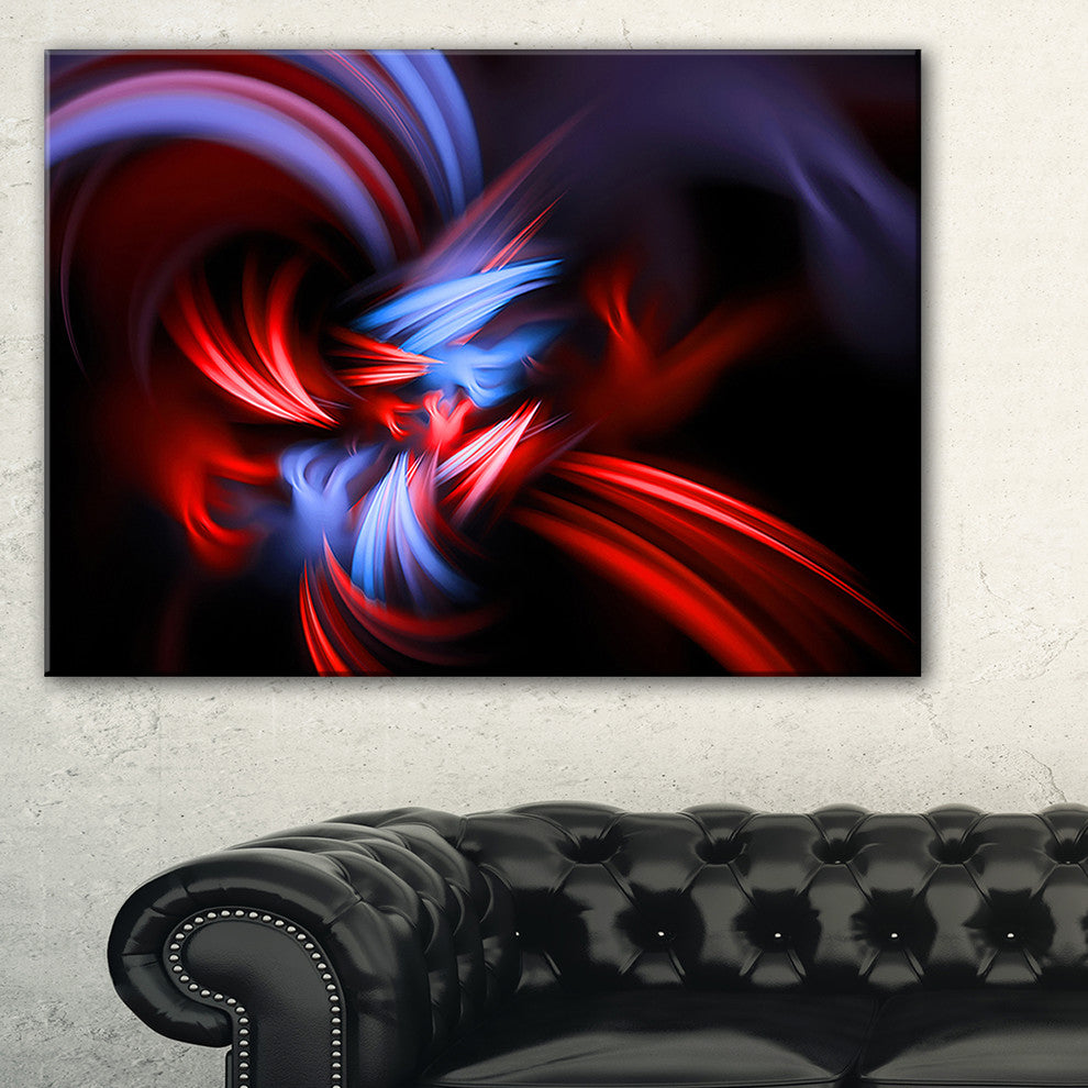 "Fractal Red Connected Stripes" Abstract Art Canvas Print, 32"x16"