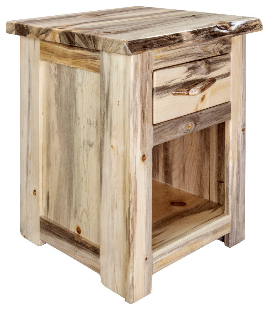 Big Sky Collection Live Edge, One Drawer Nightstand, Natural, 25"H