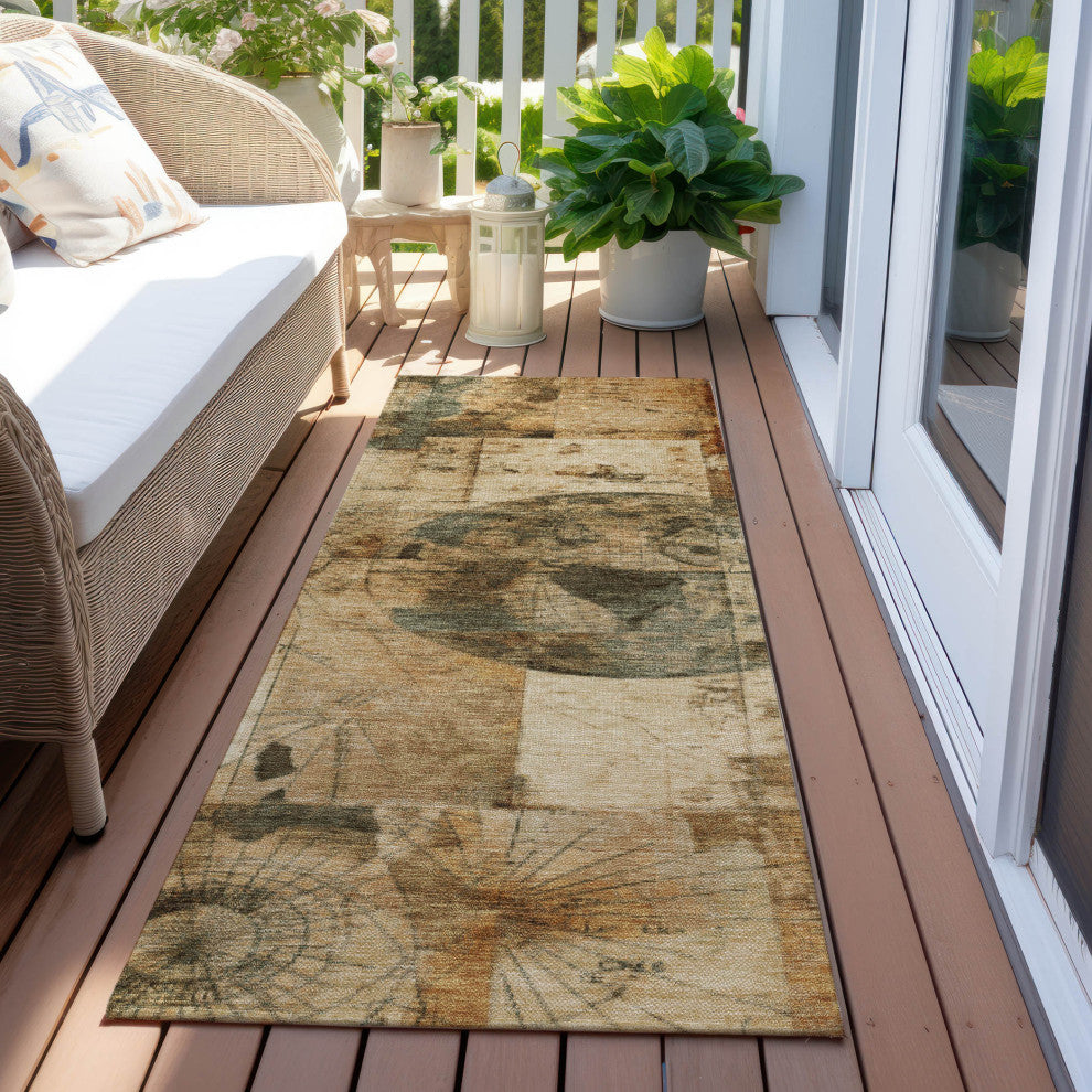 Machine Washable Indoor/Outdoor Chantille ACN1905 Beige 2'3" x 7'6" Runner Rug