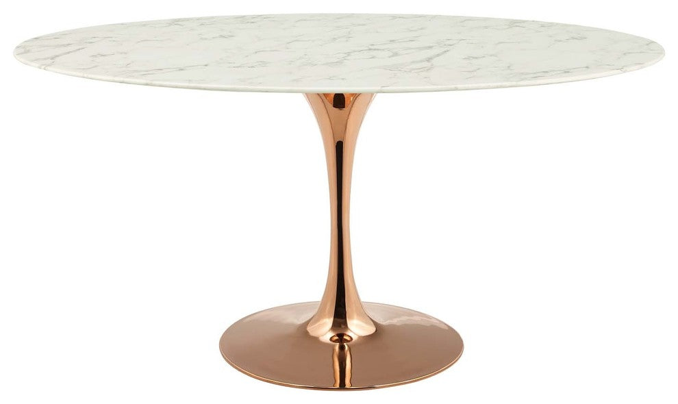Lippa 60" Oval Dining Table, Rose White