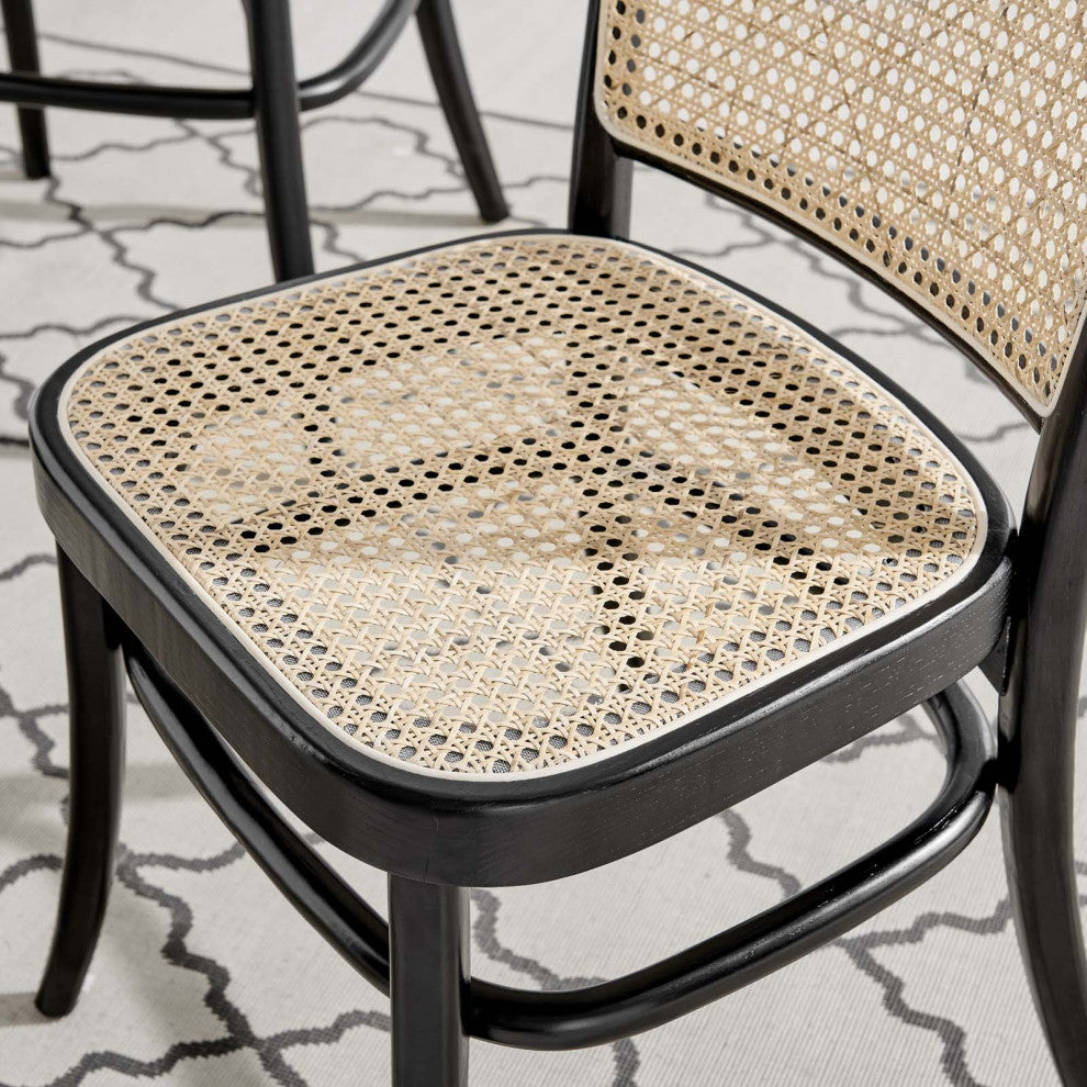 Side Dining Chair, Black, Wood, Modern, Kitchen Bistro Restaurant Hospitality