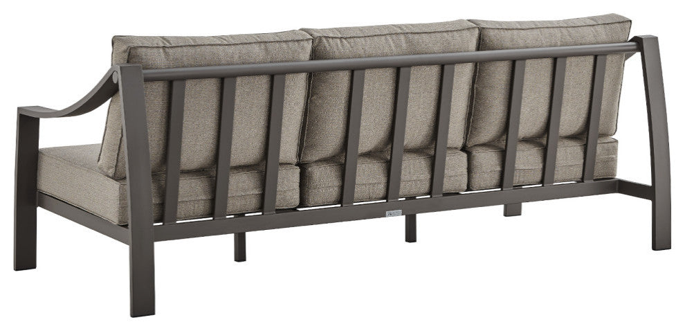 Mongo 4-Piece Outdoor Patio Furniture Set, Dark Brown Aluminum With Cushions, Brown