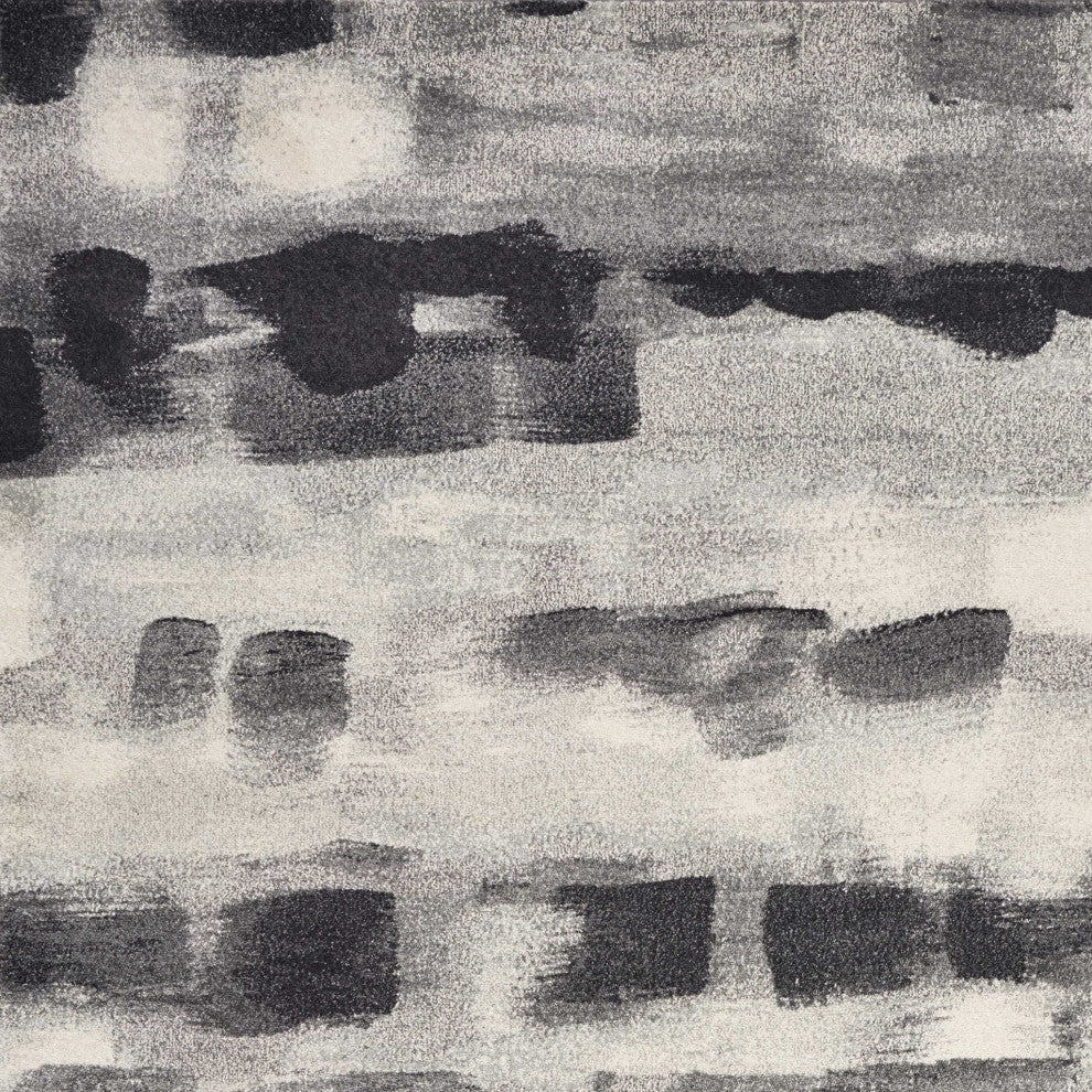 HomeRoots 10'x13' Grey Beige Machine Woven Abstract Brushstroke Indoor Area Rug