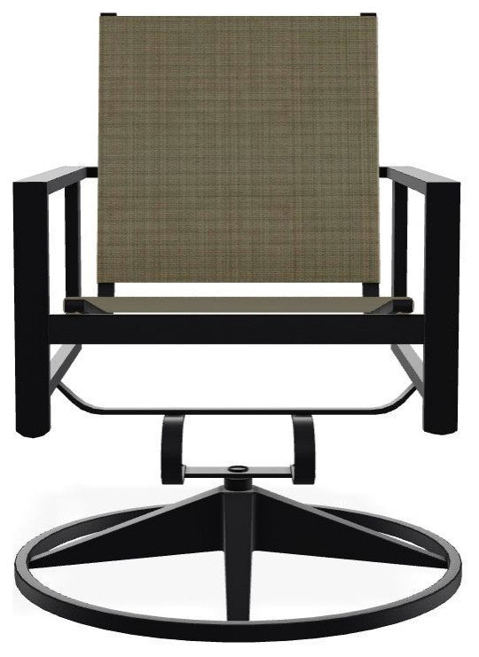 Tribeca Sling Outdoor Swivel Rocker, Elevation Stone/Black