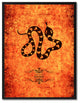Snake Chinese Zodiac Orange Print on Canvas with Picture Frame, 22"x29"