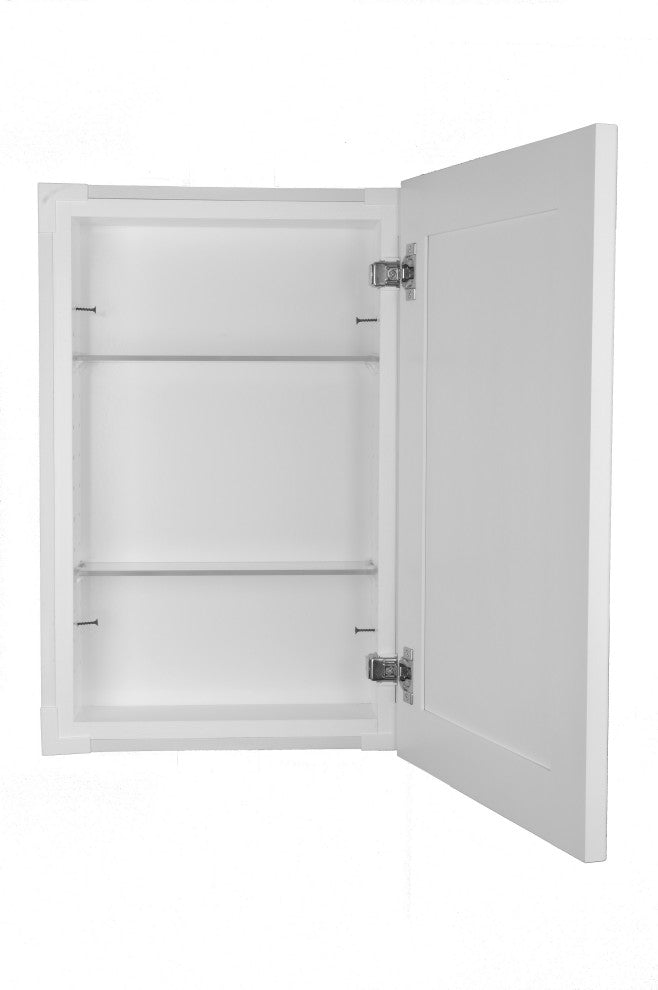 Fruitville Shaker Style Frameless Recessed Wood Bathroom Medicine Cabinet, 14x40, White Enamel