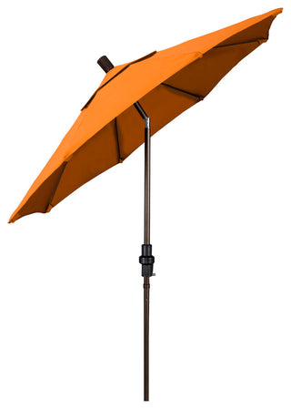 7.5' Bronze Collar Tilt Lift Fiberglass Rib Aluminum Umbrella, Sunbrella, Tangerine