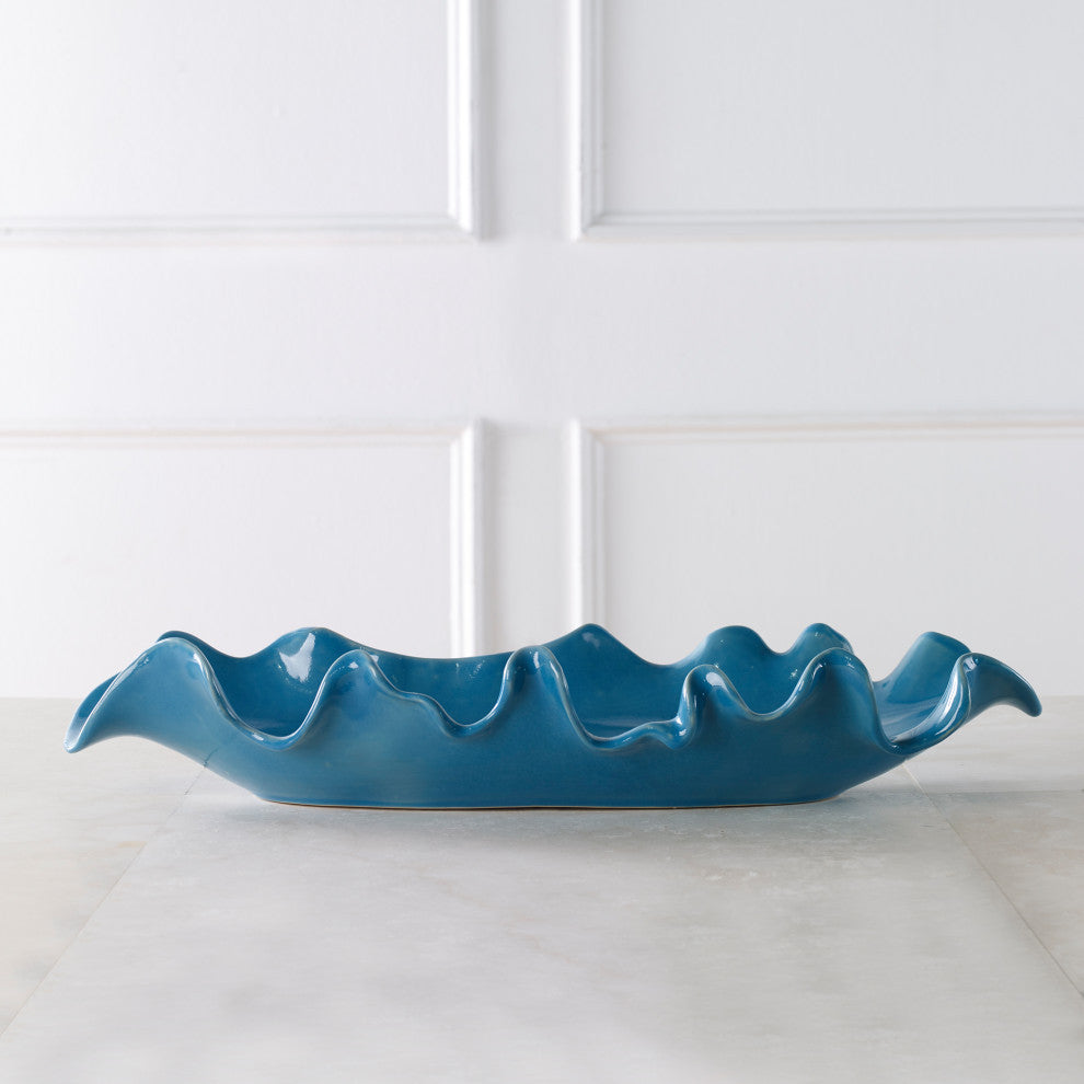 Uttermost 18052 Ruffled Feathers Blue Bowl