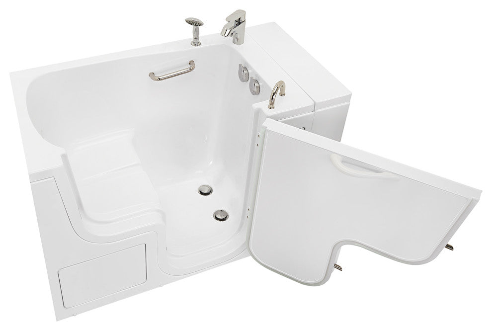 Ella Wheelchair Transfer 30"x52" Acrylic Soaking Walk-In Bathtub, Dual Drain