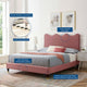 Platform Bed Frame, King Size, Pink, Velvet, Modern, Bedroom Master Guest Suite