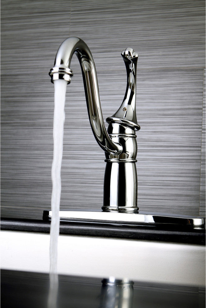 Kingston Brass Single-Handle Kitchen Faucet With Deck Plate, Polished Chrome