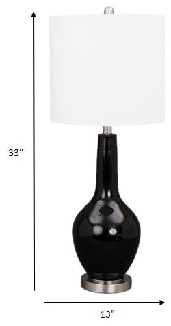 Set of 2 Black Modern Glass Table Lamps
