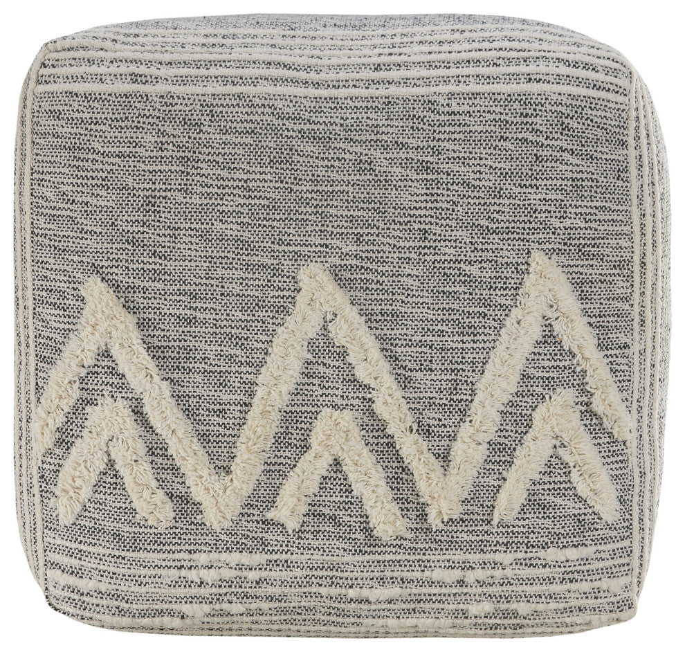 Modern Tufted Geometric Peaks Pouf