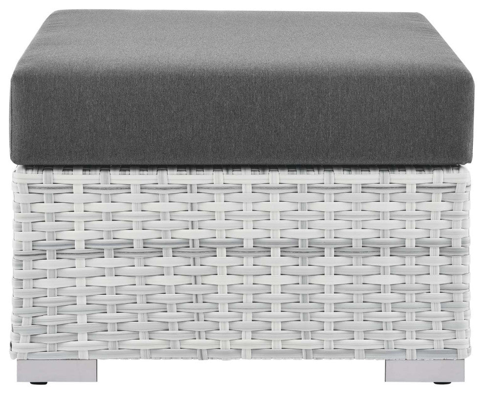 Lounge Chair Ottoman, Rattan, Wicker, Gray, Modern, Outdoor Patio Bistro