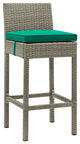 Light Gray Green Conduit Bar Stool Outdoor Patio Wicker Rattan Set of 2