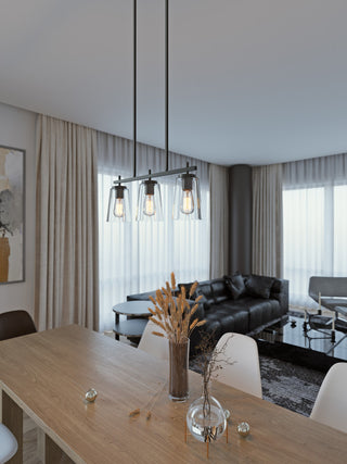 Joanna 3 Light Linear Pendant, Black