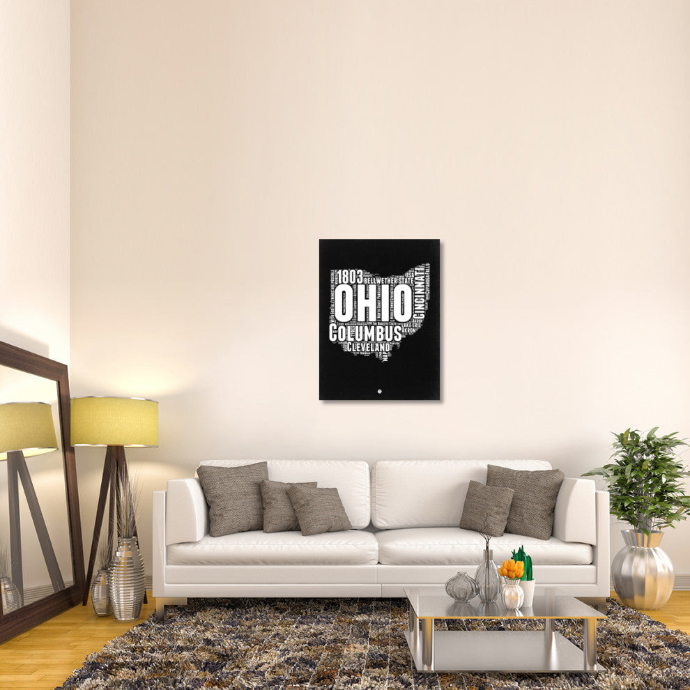 "Ohio Black and White Map" Fine Art Print