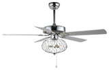 Chrome Modern Industrial Ceiling Fan with Remote Control, 3-Speed Reversible, 42 in.
