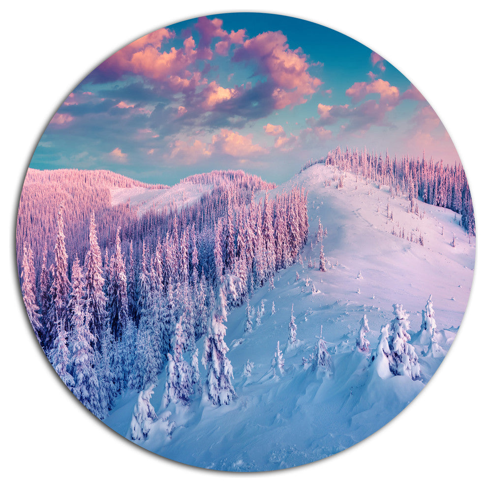 Fantastic Sunrise Over The Carpathians, Landscape Round Artwork, 23"