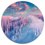 Fantastic Sunrise Over The Carpathians, Landscape Round Artwork, 23"