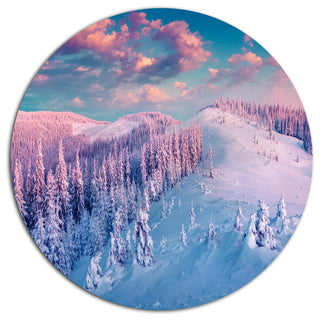 Fantastic Sunrise Over The Carpathians, Landscape Round Artwork, 23"