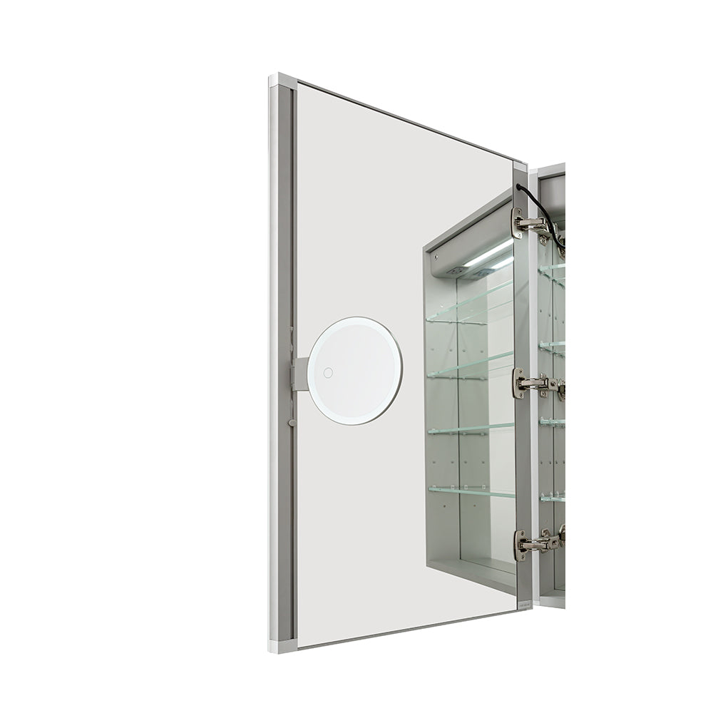 Signature Royale 30" LED Medicine Cabinet Defogger, Adjustable Magnifying Mirror