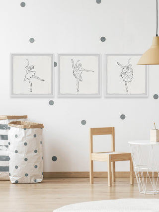 Basic Ballet Steps Triptych, 3-Piece Set, 18x18 Panels
