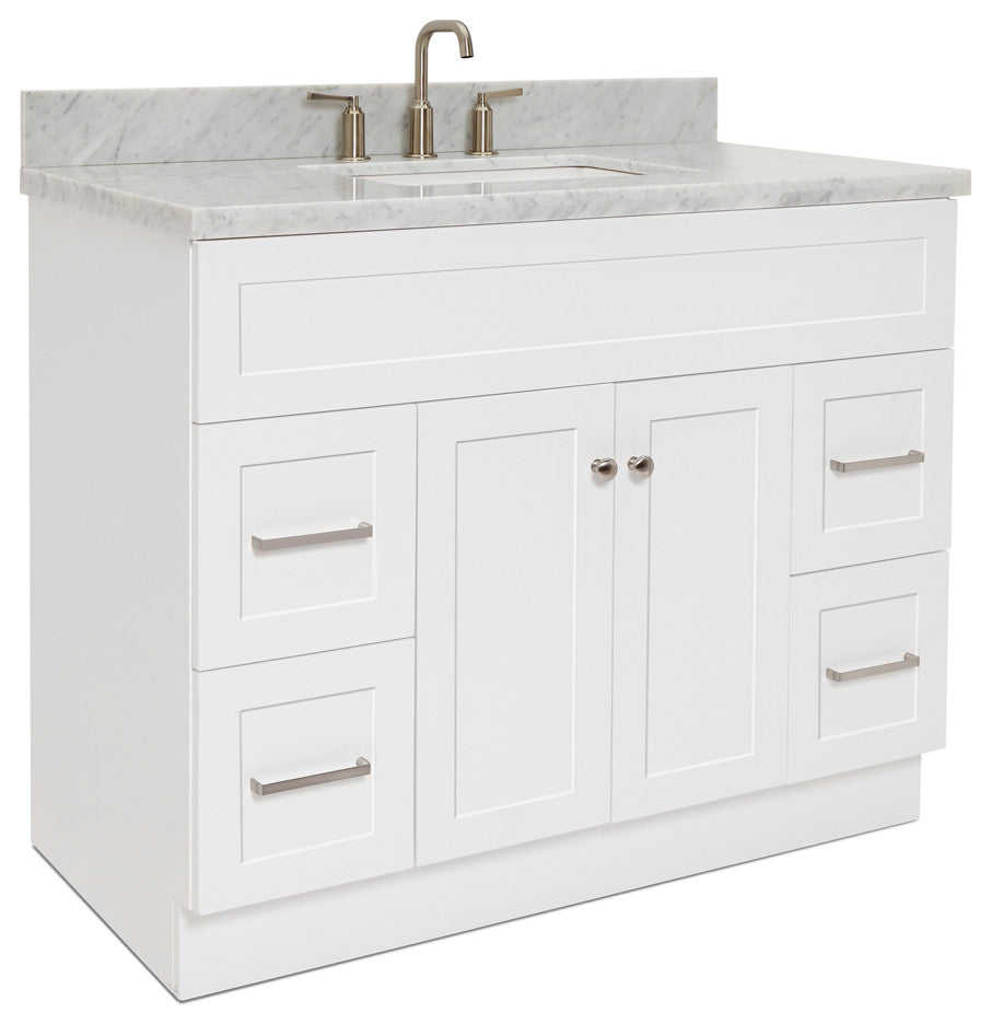 Ariel Hamlet 43" Rectangle Sink Bath Vanity, 1.5" Carrara Marble