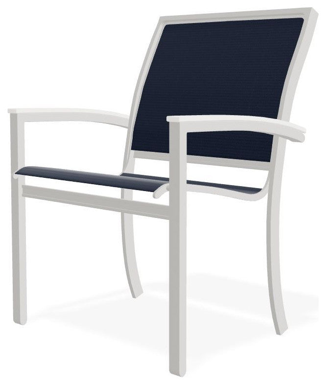 Bazza Sling Stackable Outdoor Dining Chair, Navy/Snow