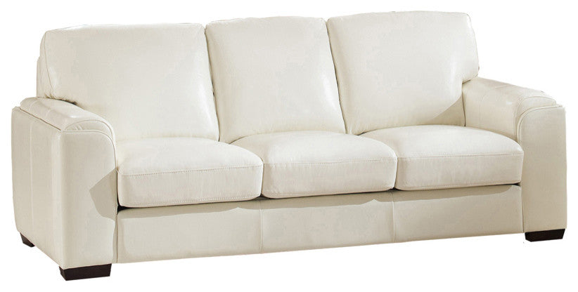 Suzanne Leather Craft Sofa, Ivory White