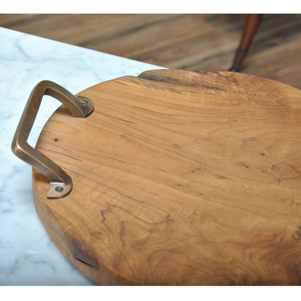 Teak Serving Platter "“ Brass Handles