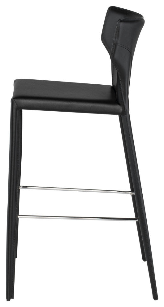 Wayne Bar Stool, Modern Barstool Leather Bar Stool, Black