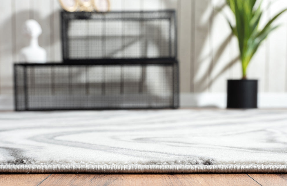 Abani Luna LUN190A Contemporary Grayscale Abstract Agate Area Rug