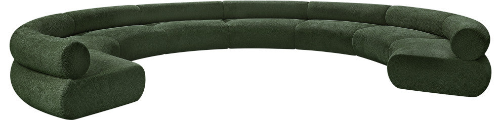 Bale Cream Chenille Fabric Modular Sofa, Green, 8-Piece, Arc Shaped