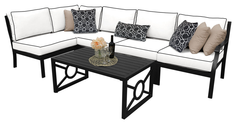 kathy ireland Madison Ave. 6 Piece Aluminum Patio Furniture Set 06q, Snow