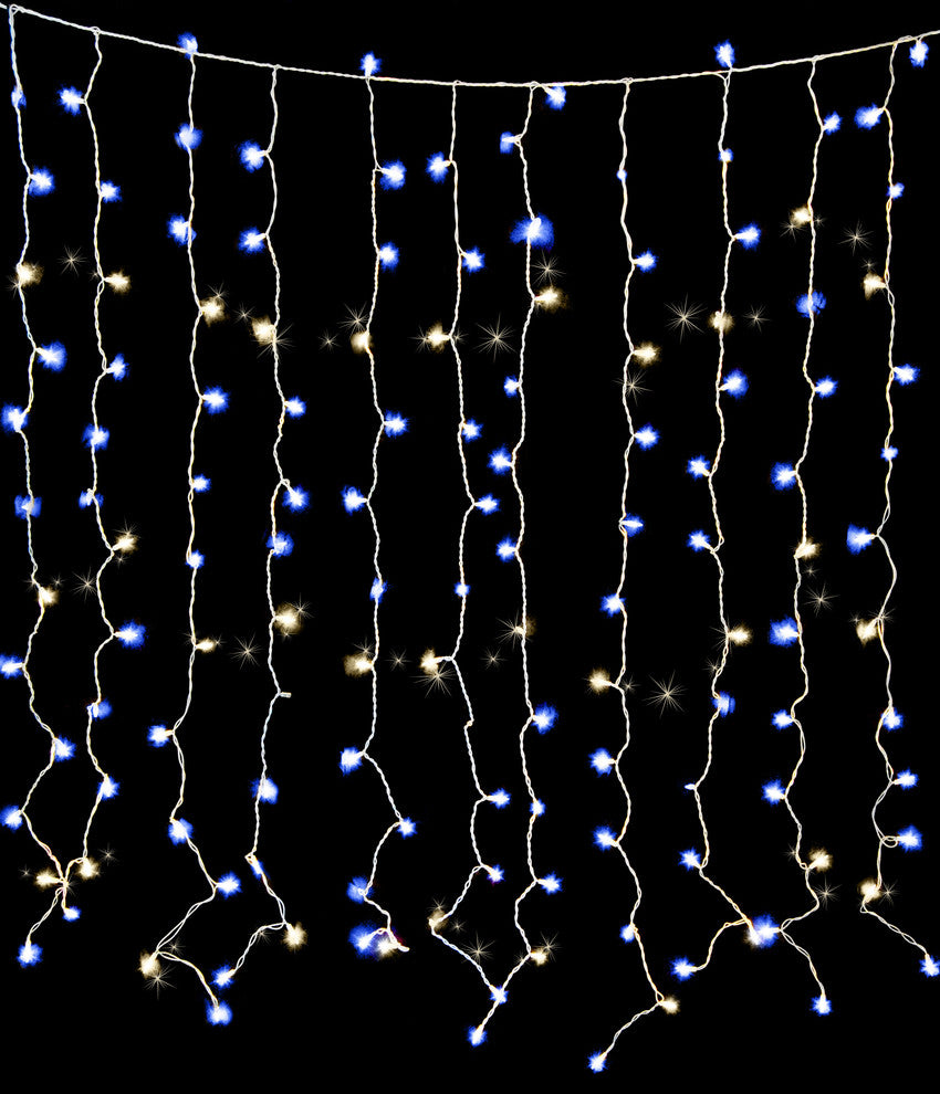 Incandescent Twinkle Light Curtain With 150 Blue Lights