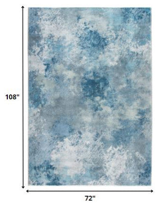 6"x9" Blue White Abstract Sky Area Rug