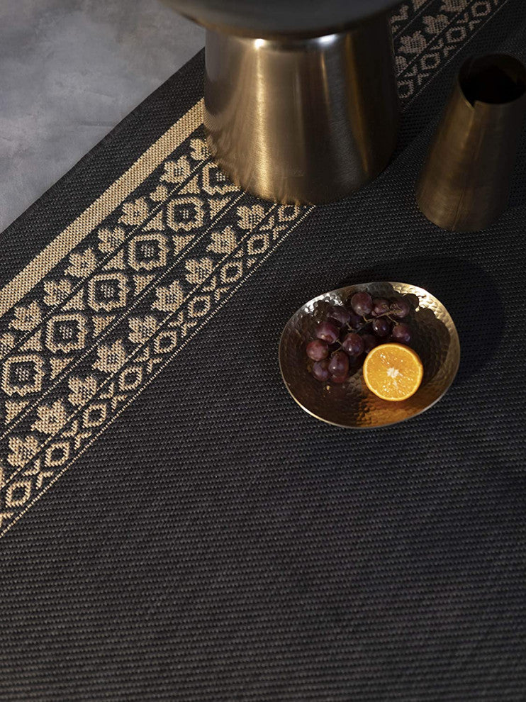 Outdoor Collection Oriental Accent Water Proof Rug, Charcoal, 5'3"x7'6"