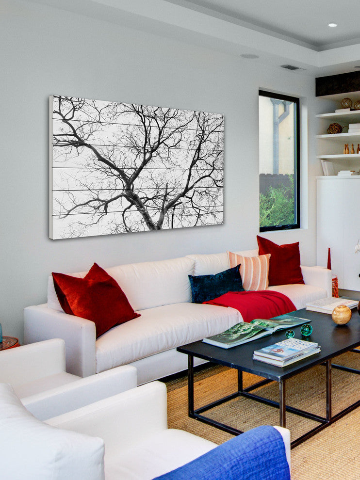 "Black Branches" Print on White Wood, 36"x24"
